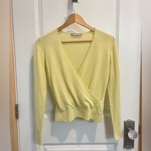 Everlane Cashmere Wrap Long Sleeve Sweater Limone Citron Yellow Size Extra Small